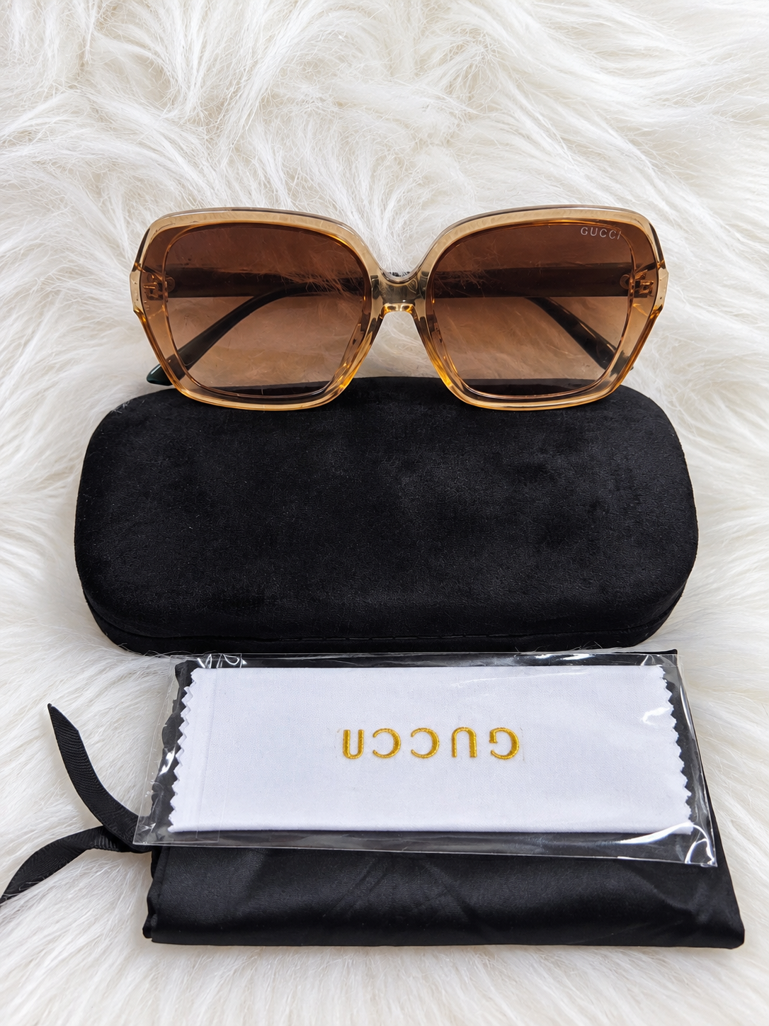 Oversized Amber Brown Square Sunglasses
