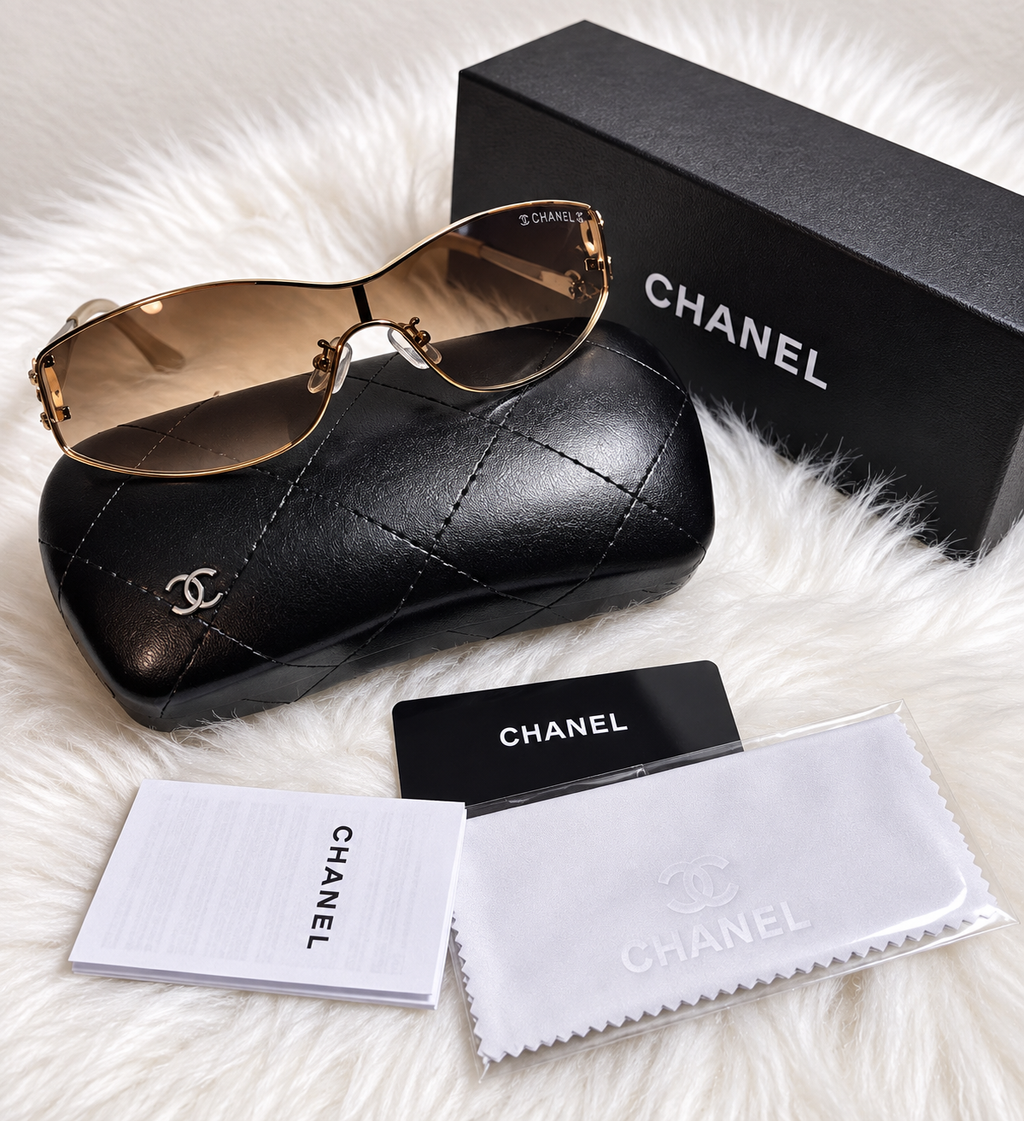 Chanel Gold-Tone Shield Sunglasses