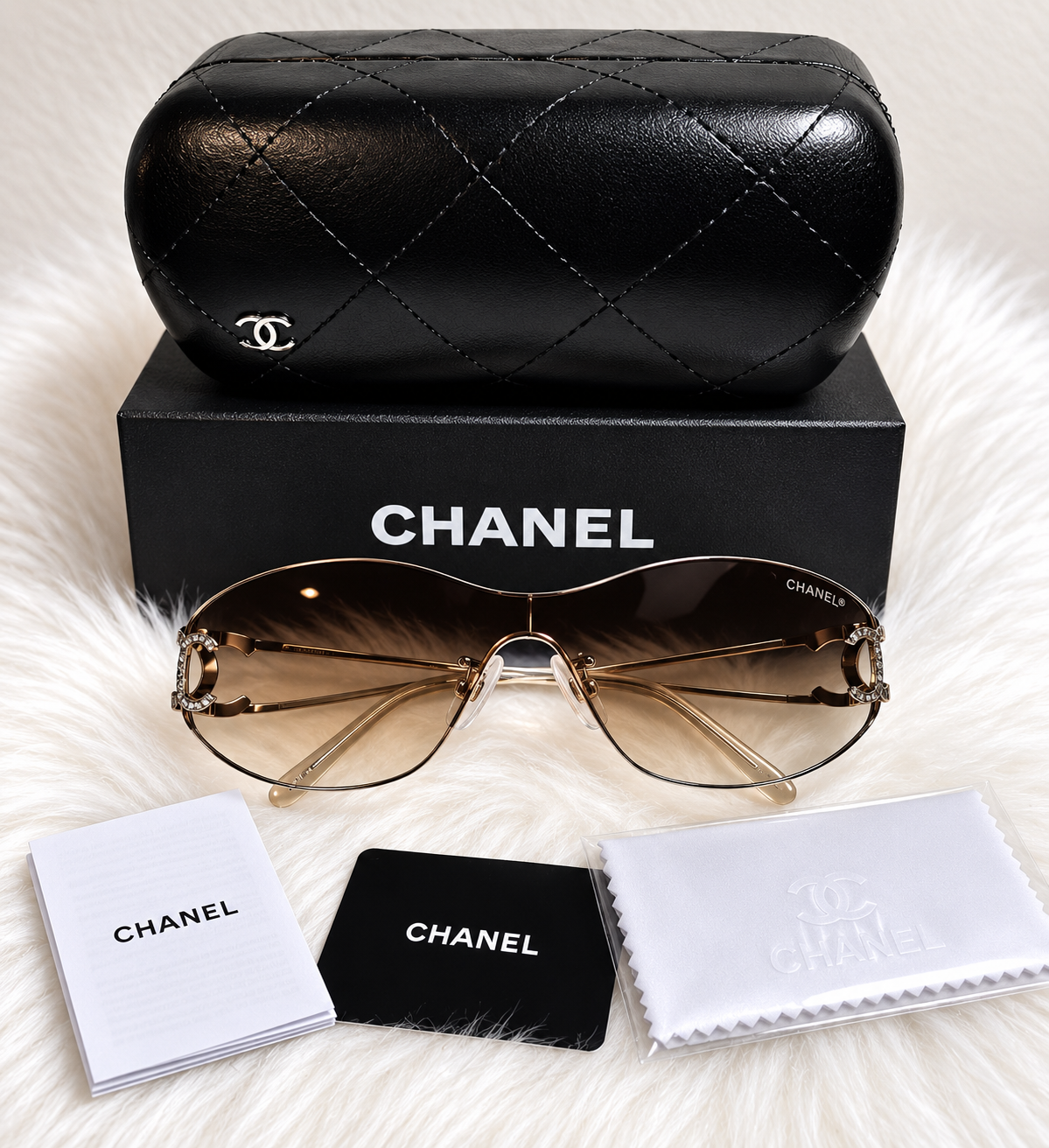 Chanel Gold-Tone Shield Sunglasses