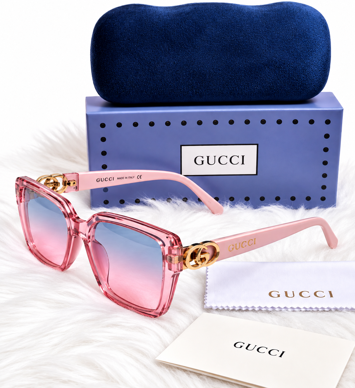 Gucci Oversized Pink Gradient Square Sunglasses