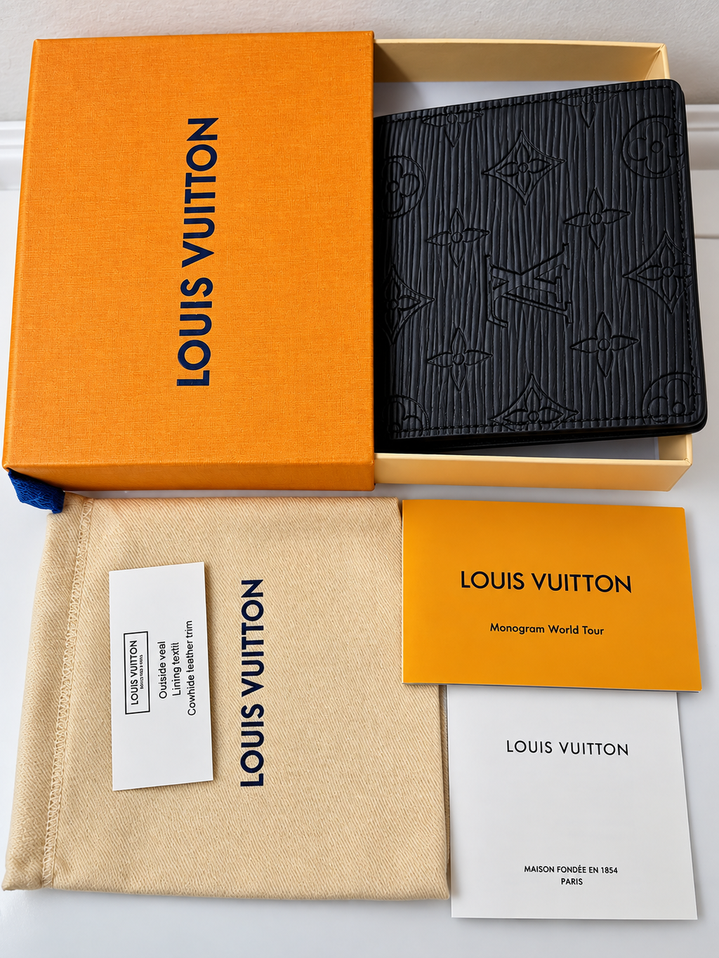 Louis Vuitton Black Monogram Wallet – Embossed Leather Style