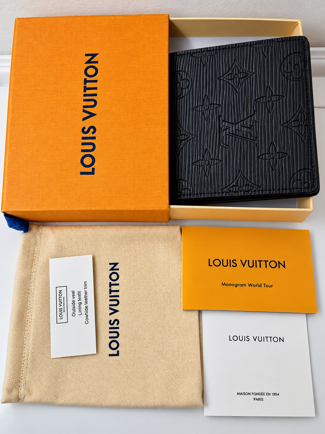 Louis Vuitton Black Monogram Wallet – Embossed Leather Style