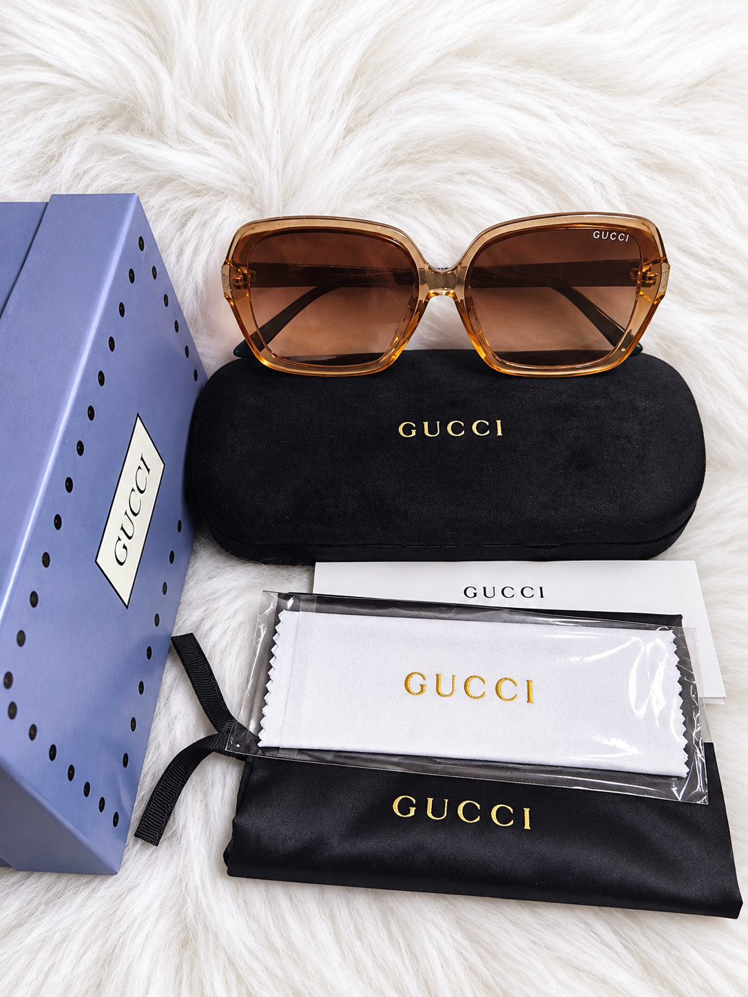 Oversized Amber Brown Square Sunglasses