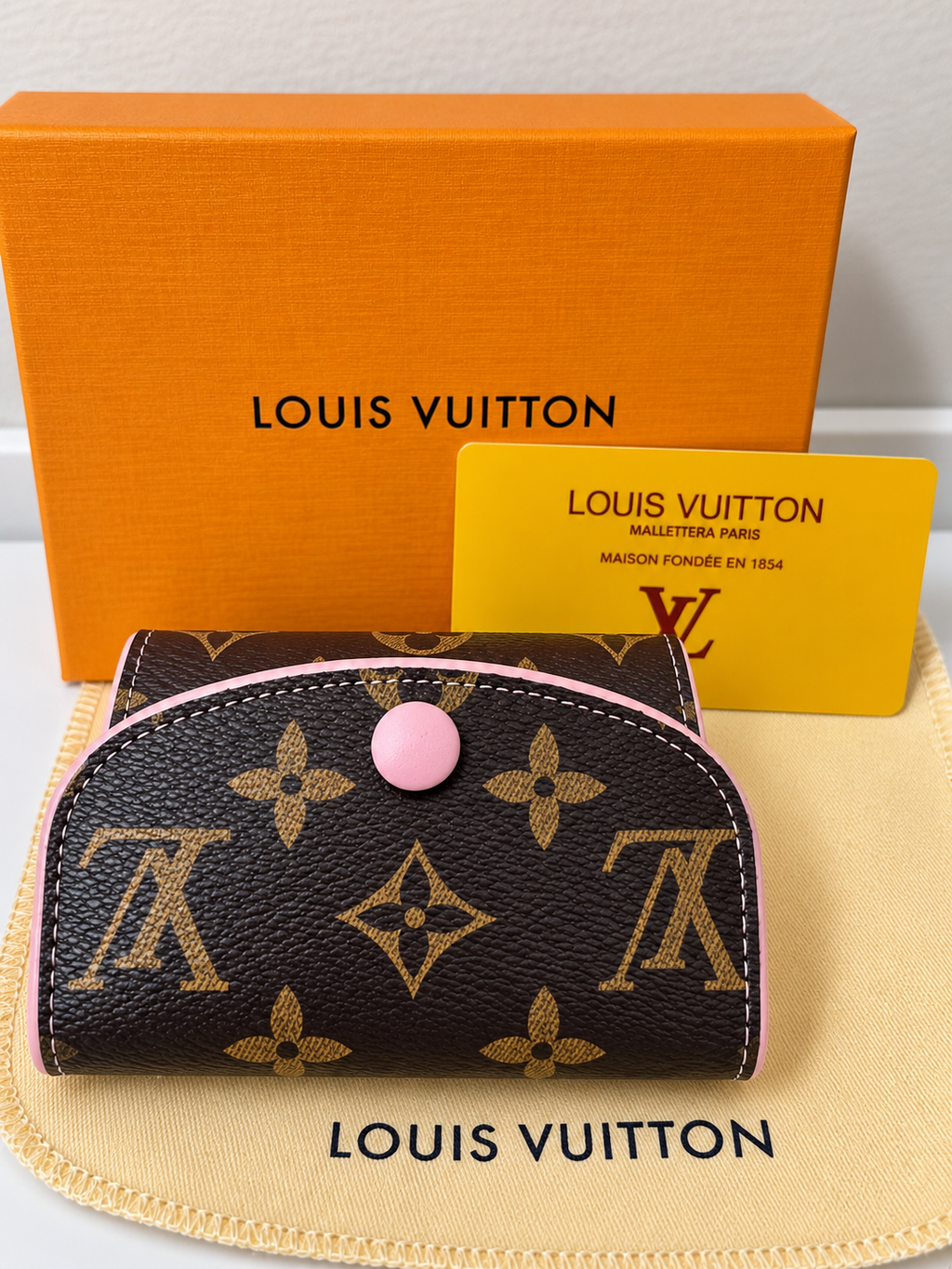 Louis Vuitton Brown Monogram Wallet with Pink Interior – Compact