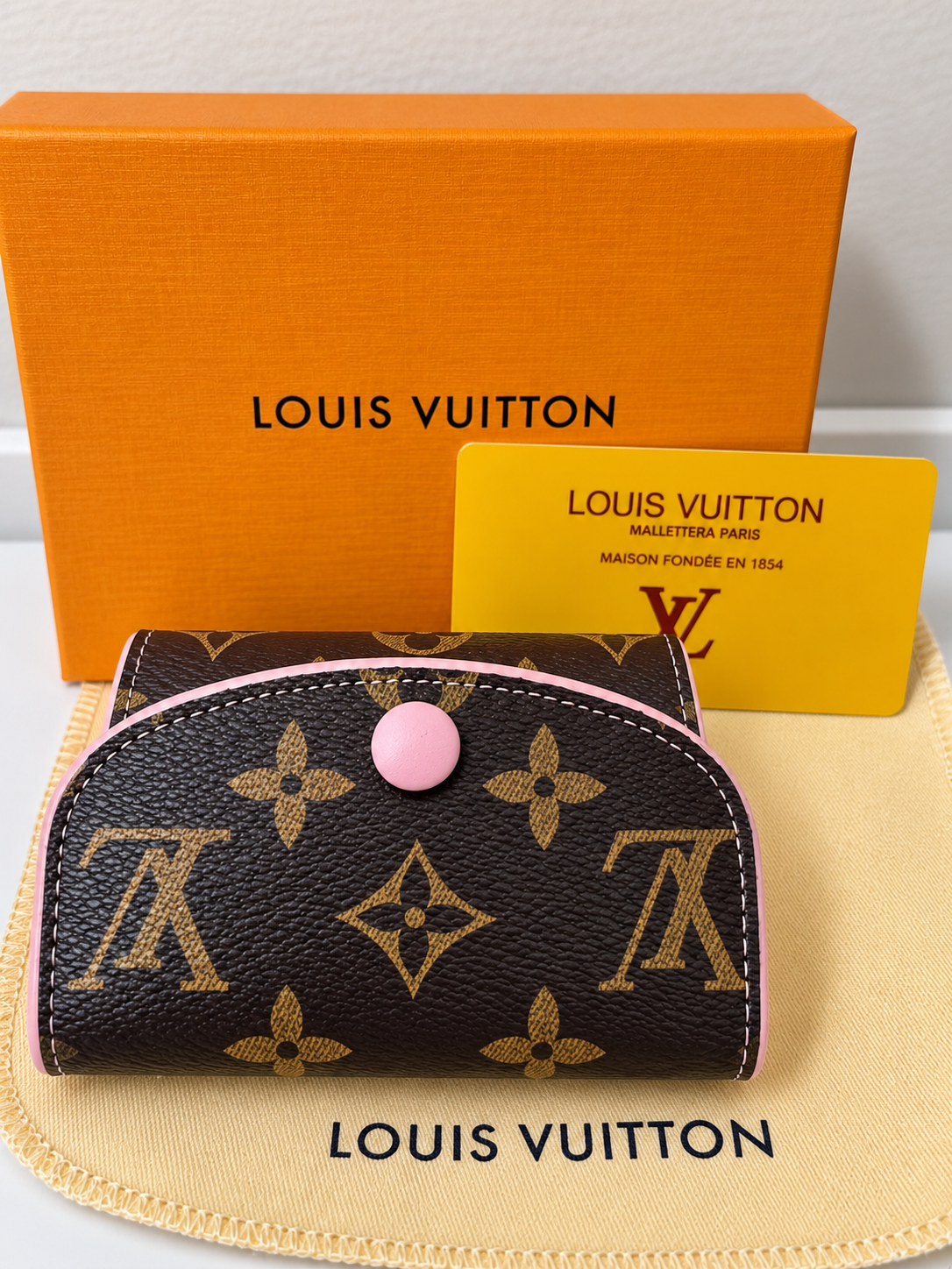 Louis Vuitton Brown Monogram Wallet with Pink Interior – Compact