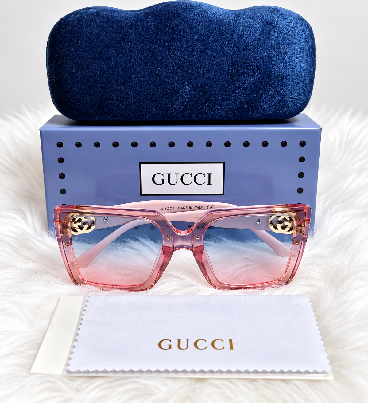 Gucci Oversized Pink Gradient Square Sunglasses
