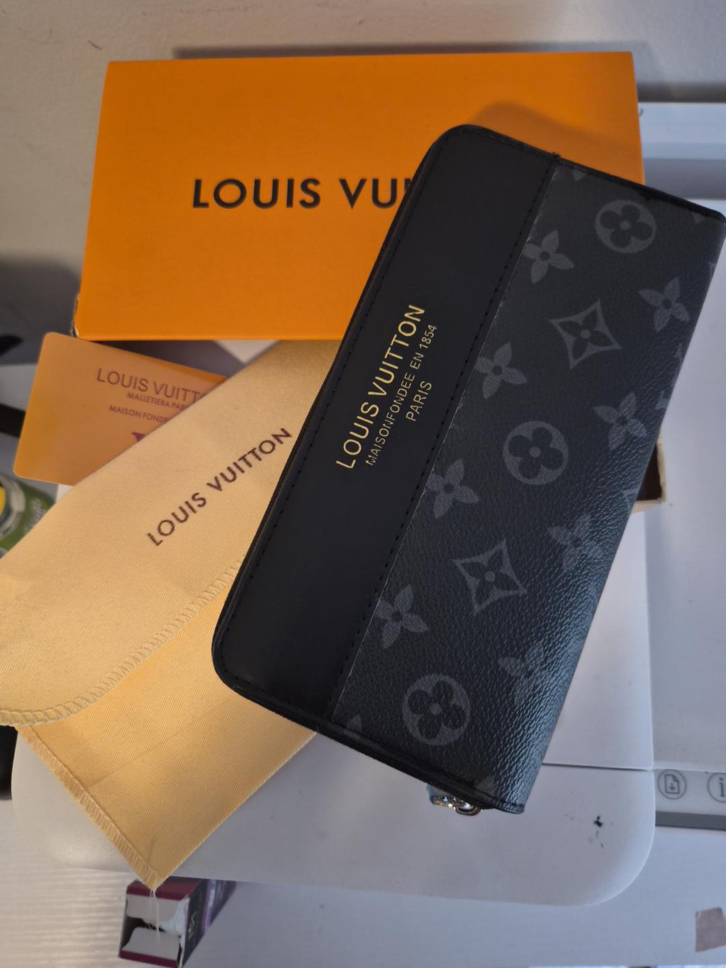 Brown Monogram Zip Wallet – Elegant & Stylish