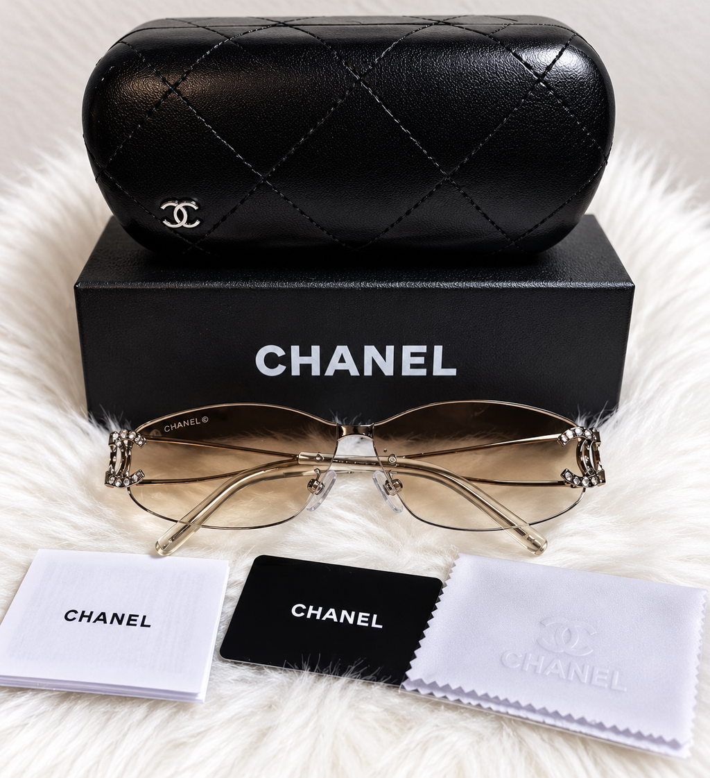 Chanel Gold-Tone Shield Sunglasses