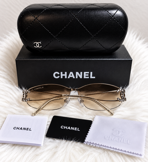 Chanel Gold-Tone Shield Sunglasses